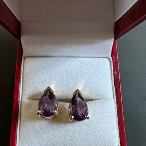 10k, genuine, purple amethyst earrings